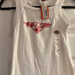 Harley-Davidson Women's White and Red Tank Top